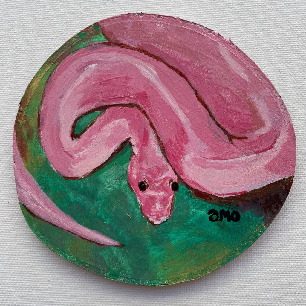 Shop Pink Snake - Art Painting Alicia Olink - Pink Snake Acrylic on Wood