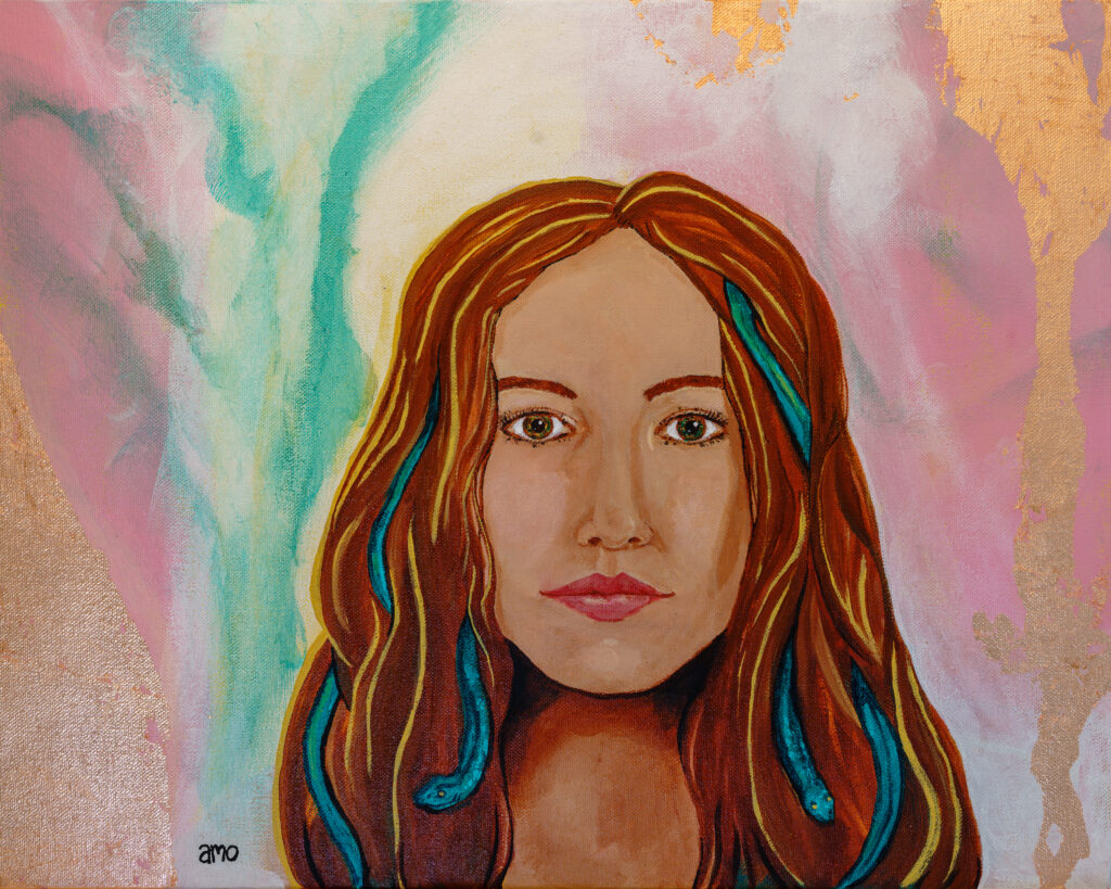 Shop She'll Turn You to Stone - Art Paining 16 X 20 Acrylic, Gold Leaf, on Canvas