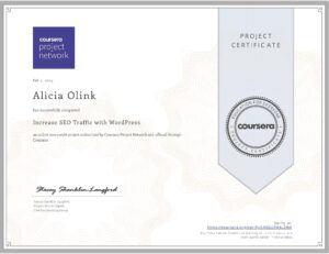SEO Certification Alicia Olink